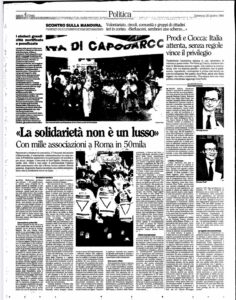 La stampa dell'epoca commenta la manifestazione del 29 ottobre 1994 - Foto: Forum Terzo Settore